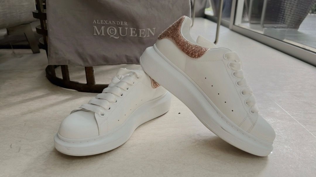 Alexander McQueen sneakers w pewter trims in size 38
