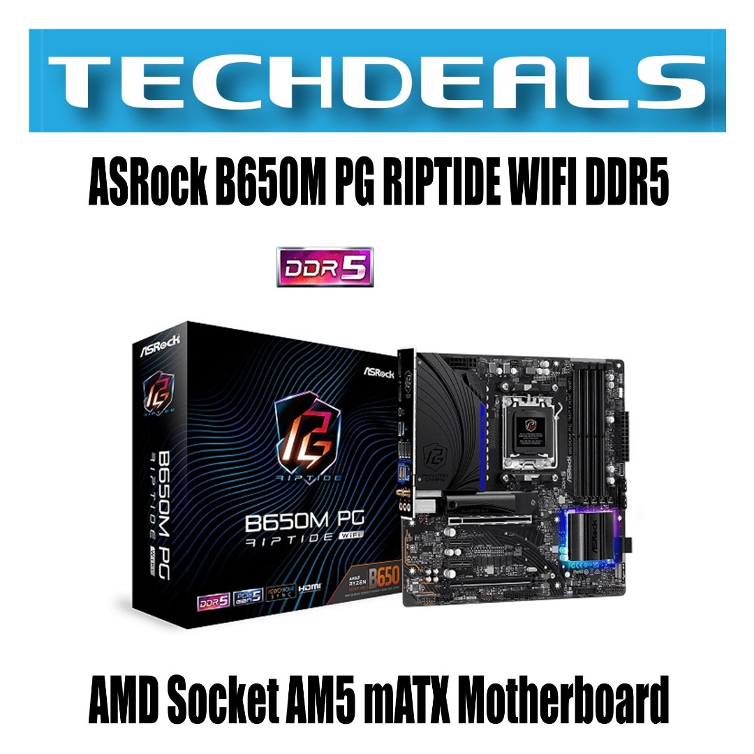 ASRock B650M PG RIPTIDE WIFI DDR5 AMD Socket AM5 mATX Motherboard ...