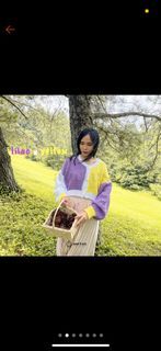Auctus hana two tone knit cardigan yellow & lilac