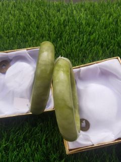Authentic Myanmar Jade Stone Bangles from Burmese Supplier light avocado green shade