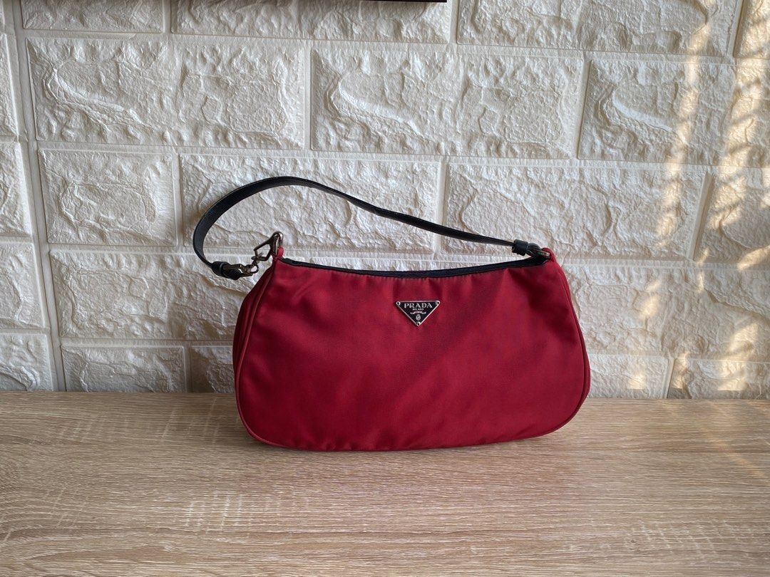 Authentic Prada Red Nylon Mini Pochette Luxury Bags Wallets on Carousell