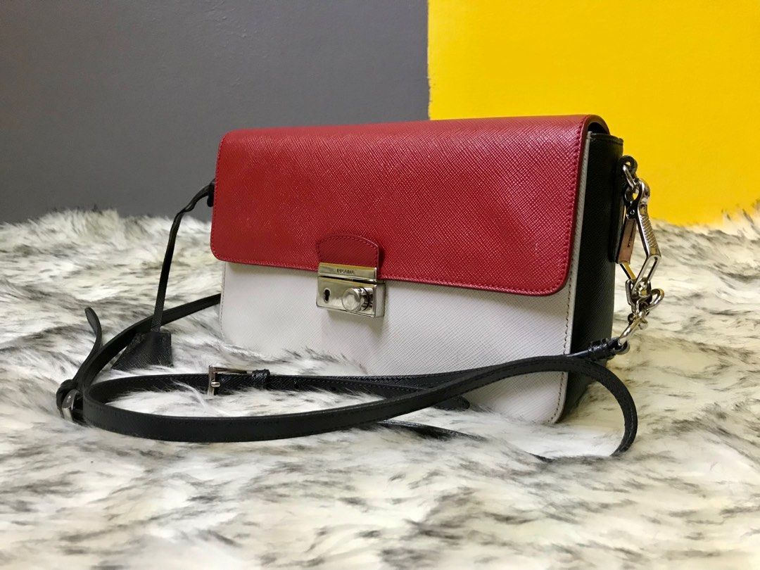 Prada Tri Color Saffiano Lux Leather Mini Sound Crossbody Bag Prada