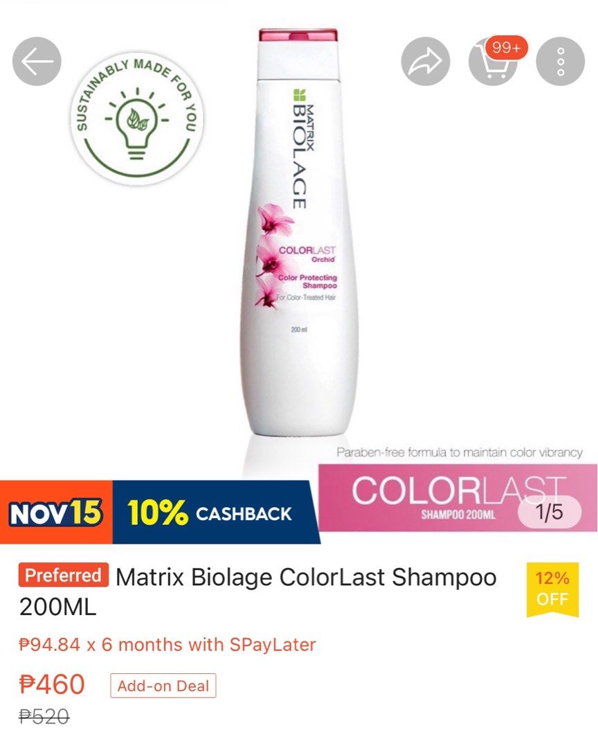 Biolage Color Last Shampoo 400ml (Category: Hair) located in Pasig City. Submitted by roeroe (Listing ID 1196707842, Image 2). Description: Authentic from CVS USA RFS: not going to use it Discounted price compared to Shopee Price 200ml for 460php Selling only for 650php for 400ml Pick up Santolan Pasig c/o buyer.