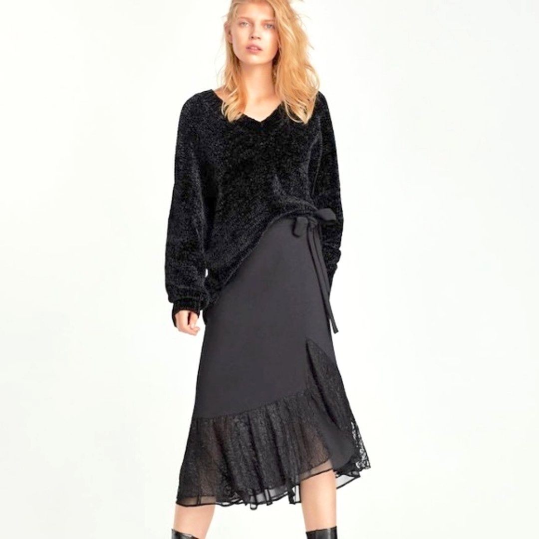 Black lace wrap skirt clearance