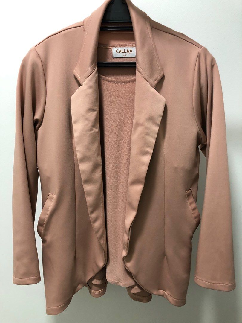 Callaa Closet Blazer Zaraa Salmon Peach, Women's Fashion, Coats