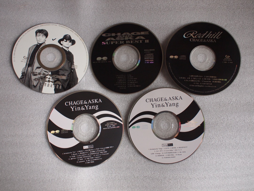 CD,CHAGE & ASKA,(淨五碟,留意內文)CHAGE AND ASKA ,I,II,RED HILL,YIN