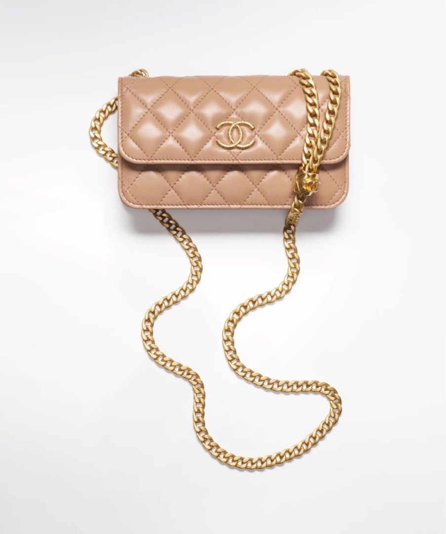 Authentic Chanel Phone Bag With Chain In Black  eBay