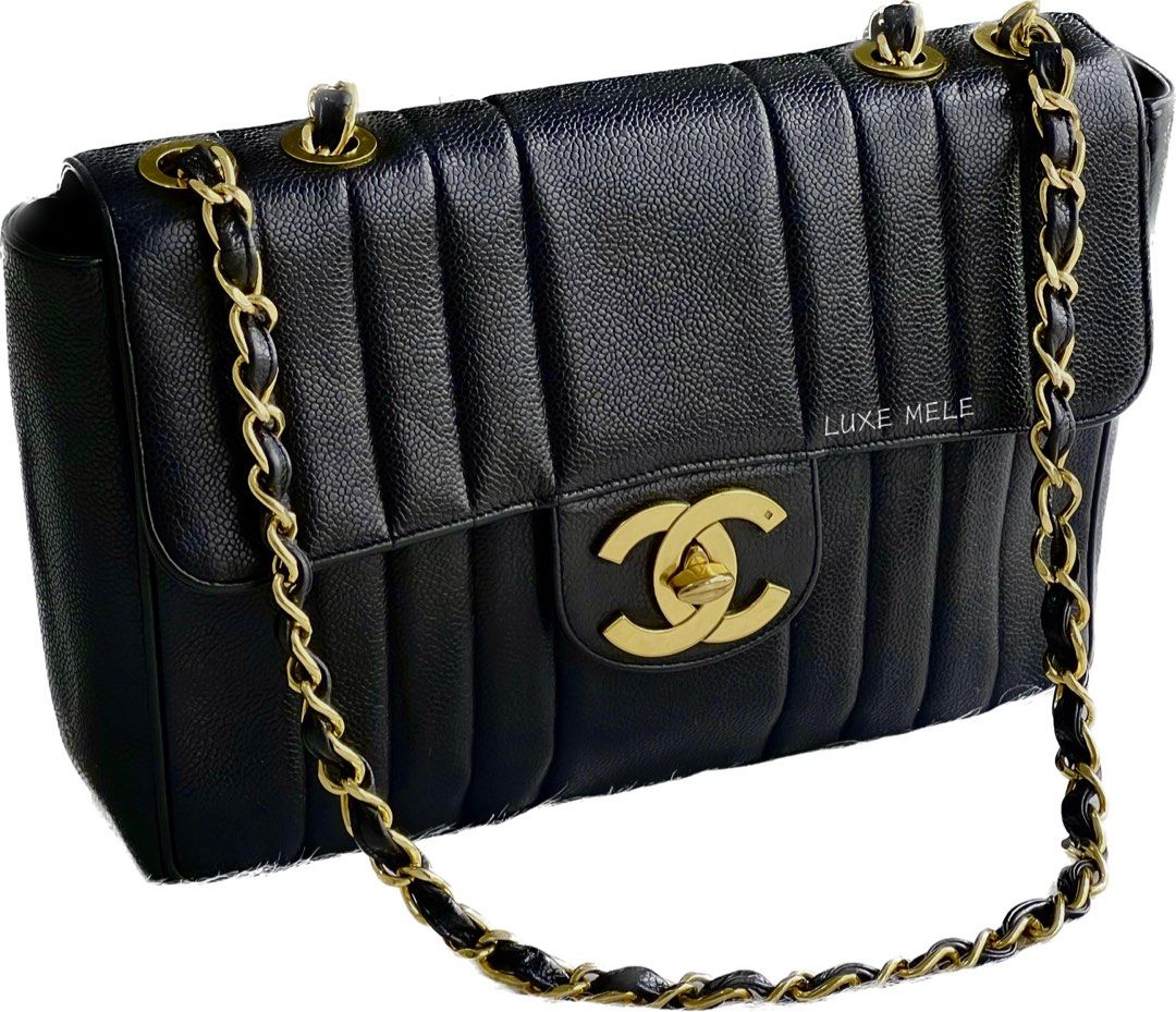 Chanel Vintage Vertical Jumbo Flap Bag, Luxury, Bags & Wallets on