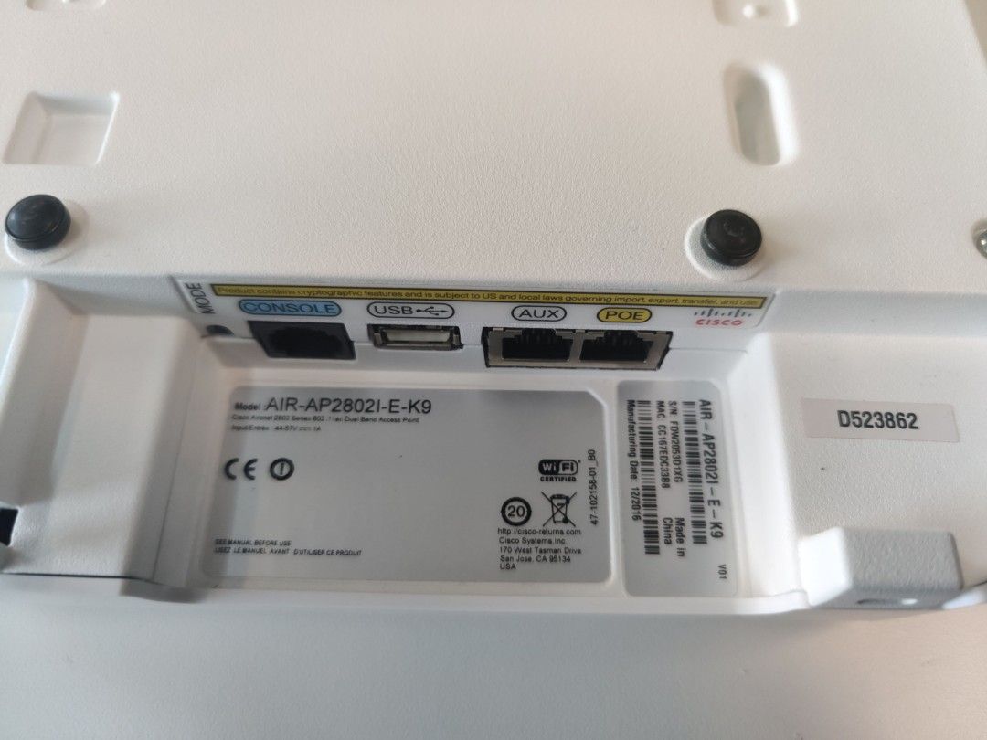 thumbnail image 2 of Cisco 2802i AIR-AP2802I-Z-K9 Wave 2 MU-MIMO Access Point - 5.2Gbps, 12-Month Warranty 2 of 5