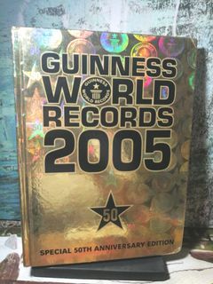Collectible Guinness World Records 2005 SPECIAL 50TH ANNIVERSARY EDITION Gold Cover Hardbound Coffee Table Book