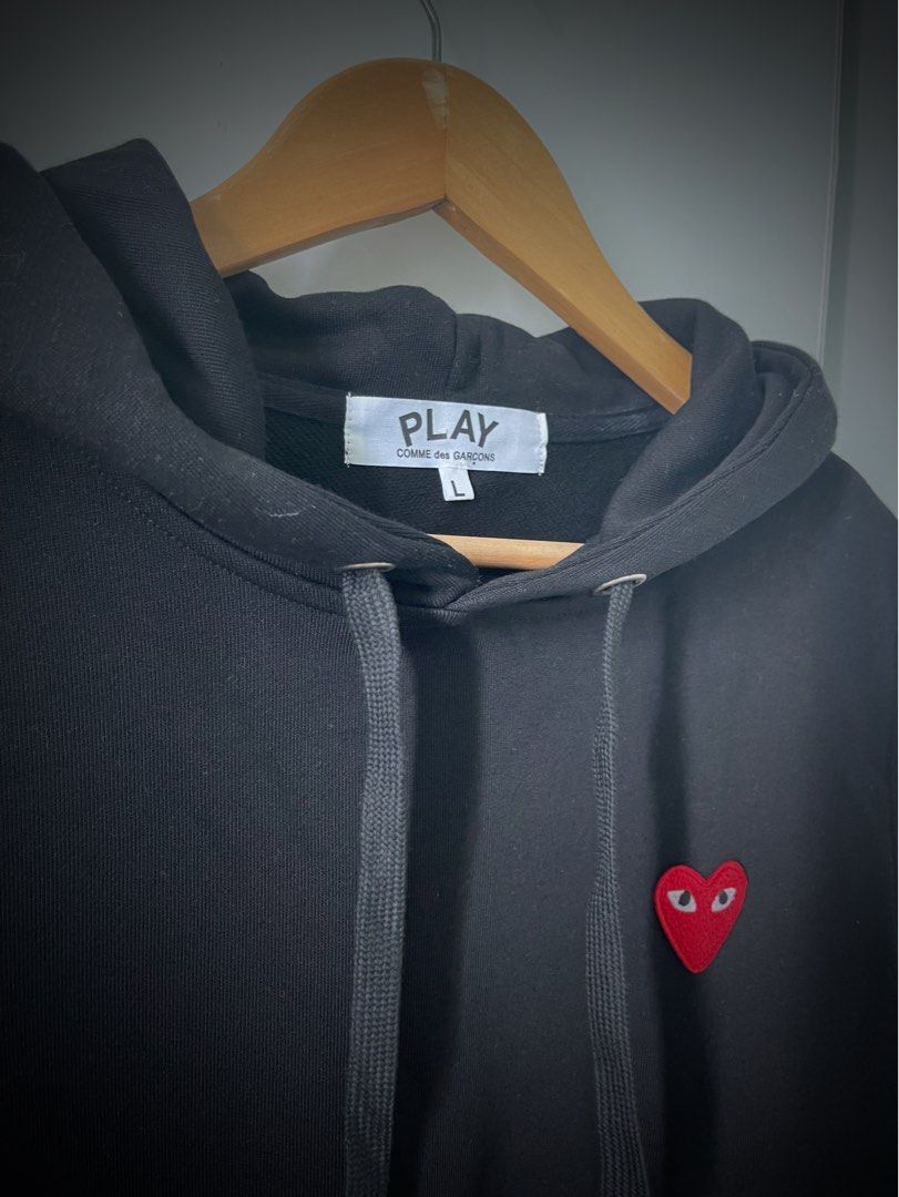 Cdg play black hoodie discount