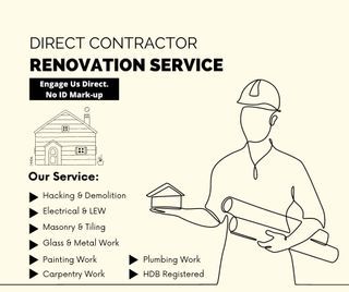 [Accept Credit Card] Direct Renovation Contractor. No ID and No Mark up. HDB, BTO, Condo, Landed & Commercial welcome!
