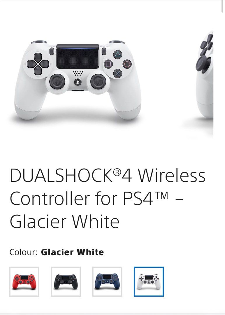 DUALSHOCK®4 Wireless Controller for PS4™ – Glacier White, Video Gaming,  Gaming Accessories, Controllers on Carousell