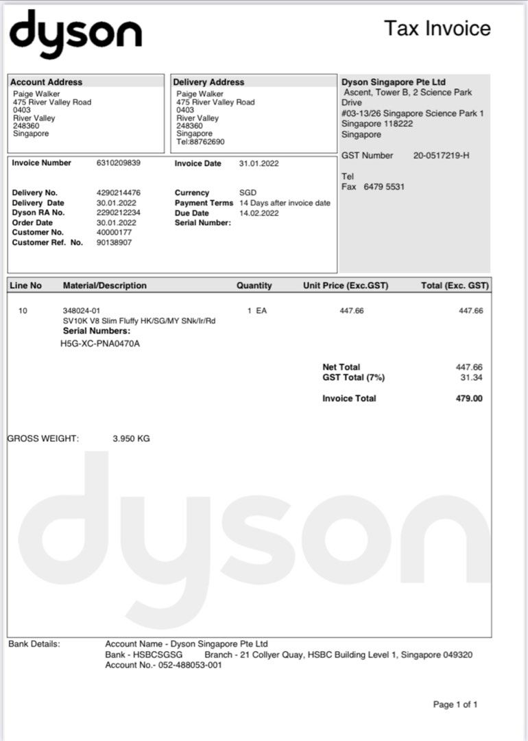 Dyson V8 Slim Fluffy less than 1 year old with original receipt, TV
