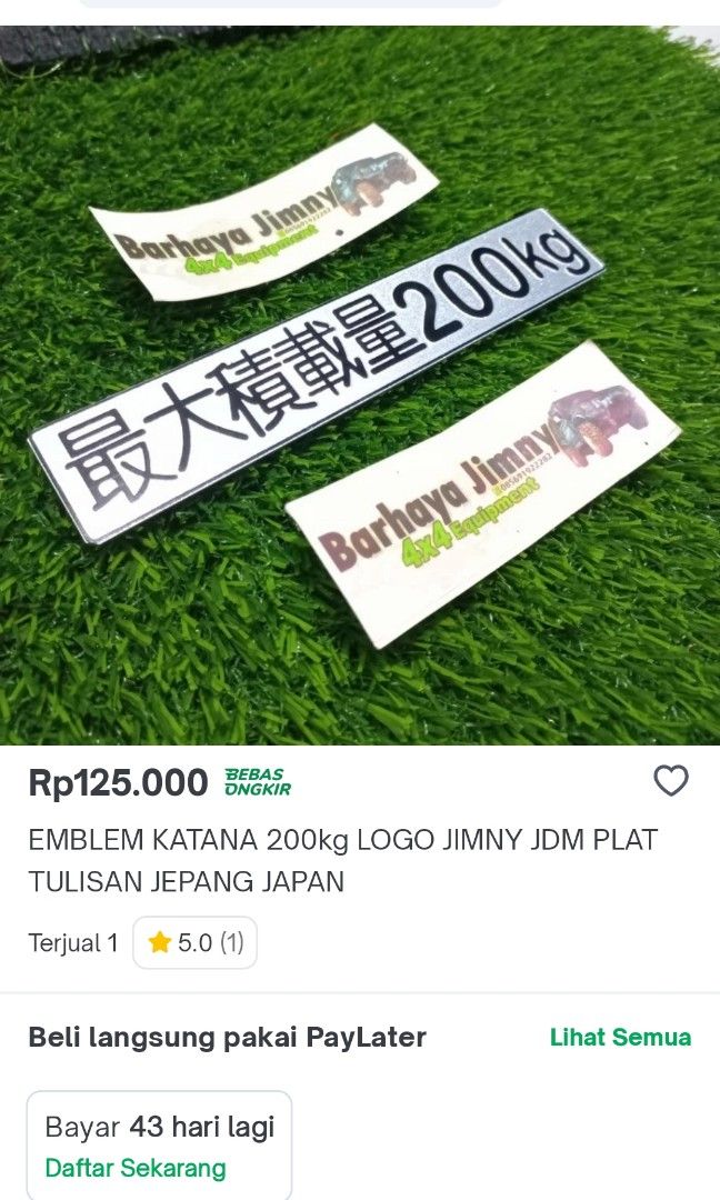 Emblem Max Load 200kg Suzuki Jimny modif JDM, Aksesoris Mobil di Carousell
