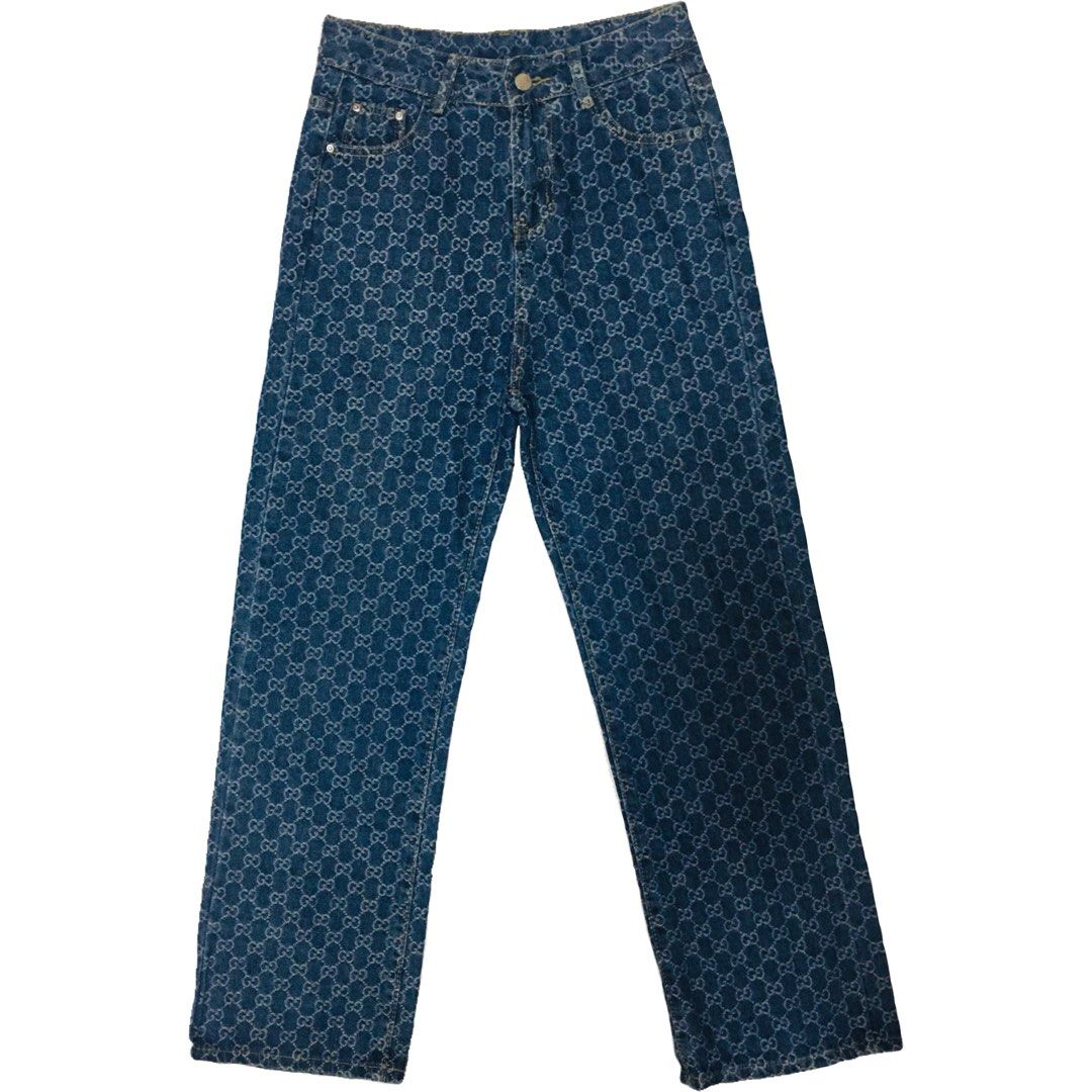 Gucci Monogram Denim Pants, Luxury, Apparel on Carousell