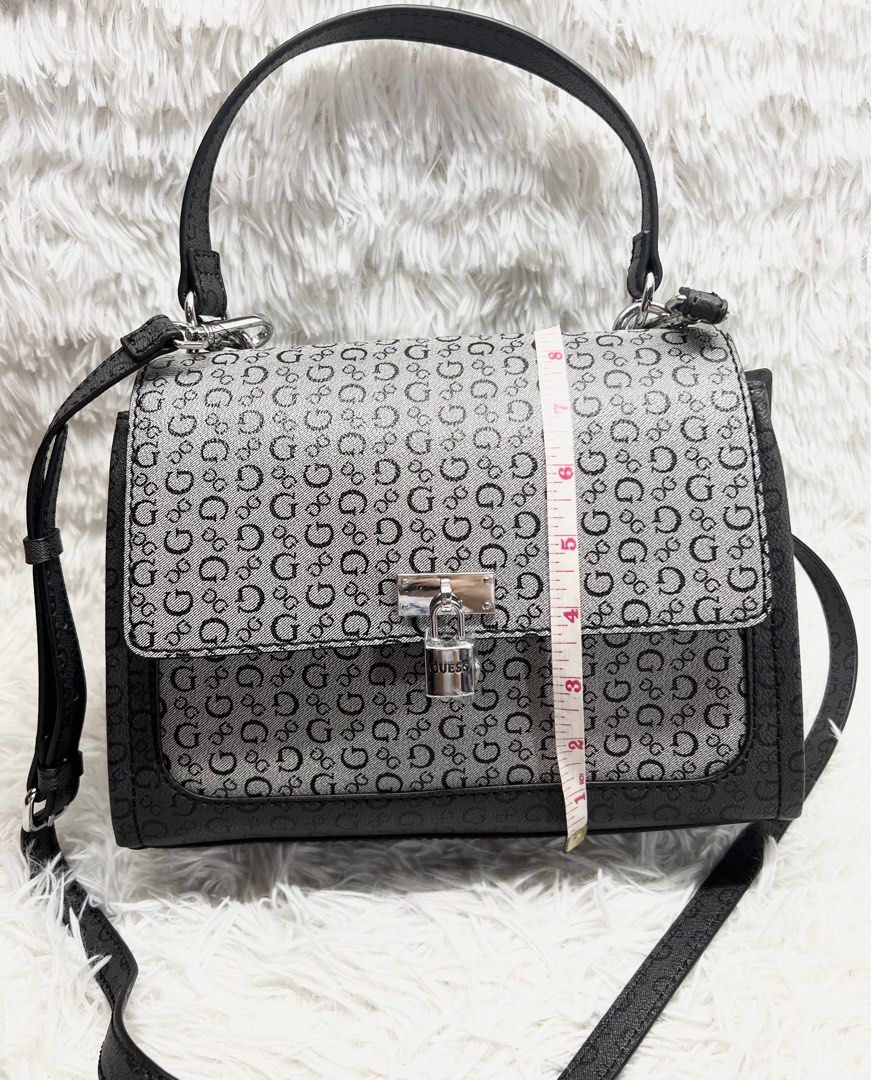 Guess Elkhart Satchel/Crossbody Bag Mocha Multi With Guess Charm New With  Tag