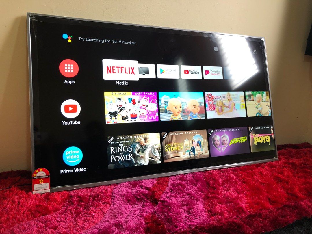 Haier 65 inch Android tV LiKe New Condition Rmote stand Box Ada