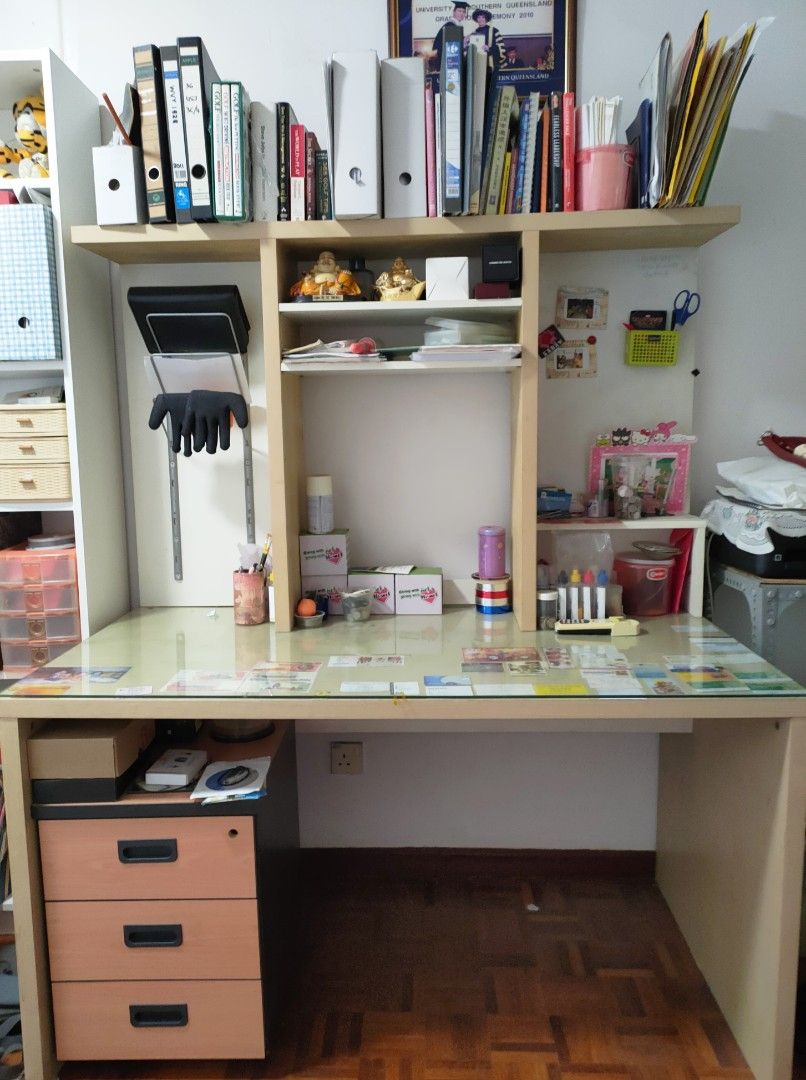 IKEA Mikael Study Desk with addon units, Furniture & Home Living, Furniture, Tables & Sets on