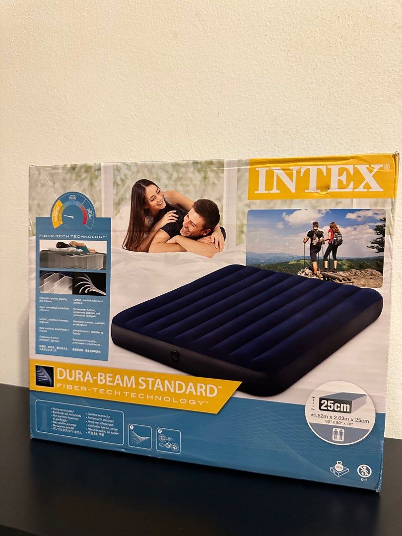 Intex Inflatable Queen Bed with pump and pillows, Furniture & Home Living, Furniture, Bed Frames