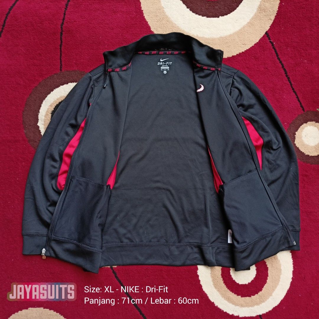 Jaket NIKE Original Dri Fit Tracktop Hitam Merah Fesyen Pria