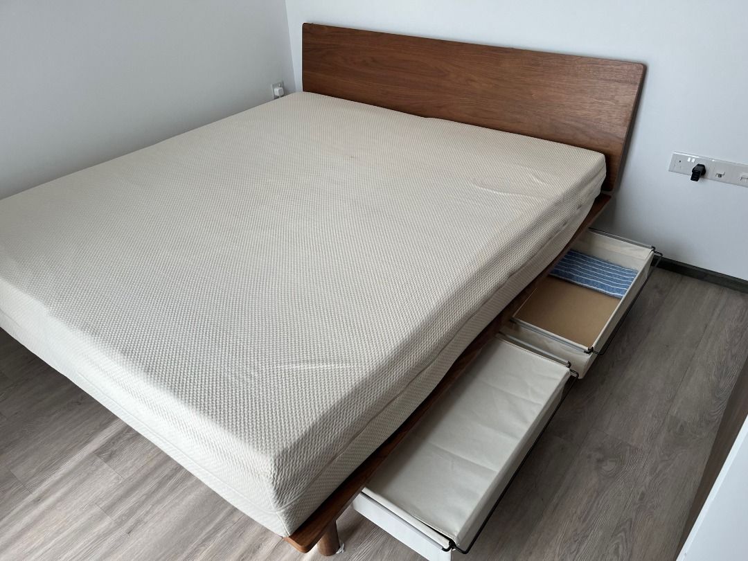 King Size Latex Mattress with Muji bed frame, Furniture & Home Living