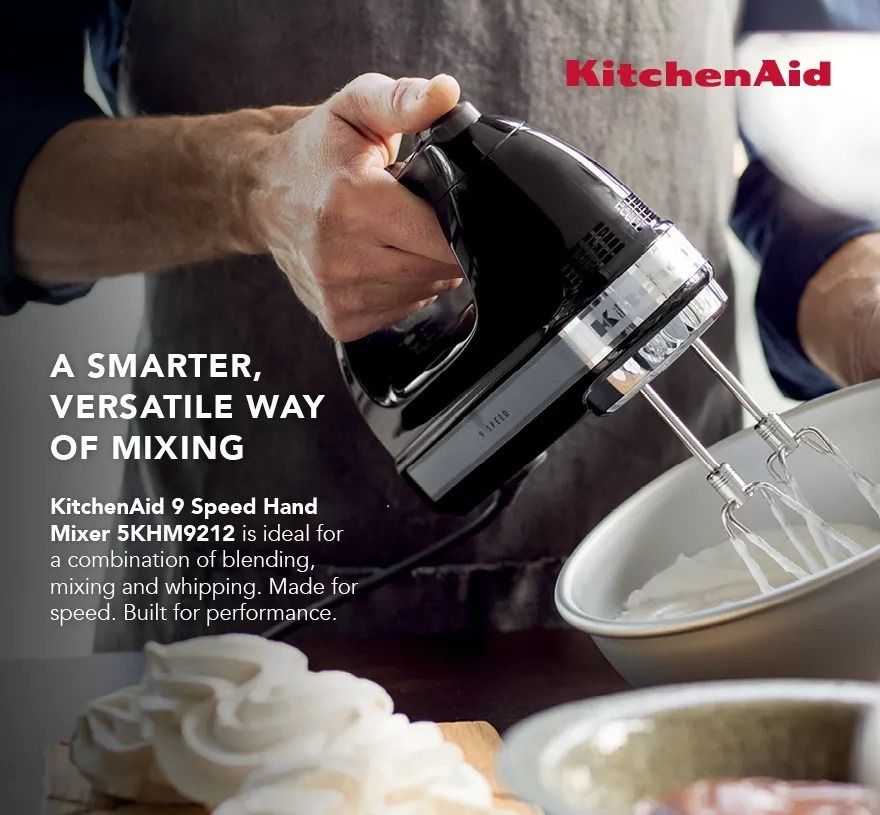 KitchenAid 9 Speed Hand Mixer 5KHM9212BOB Onyx Black TV Home