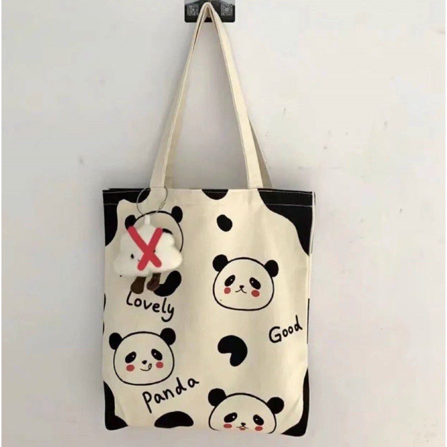 Women's Totebag Canvas Zipper design aesthetic Panda