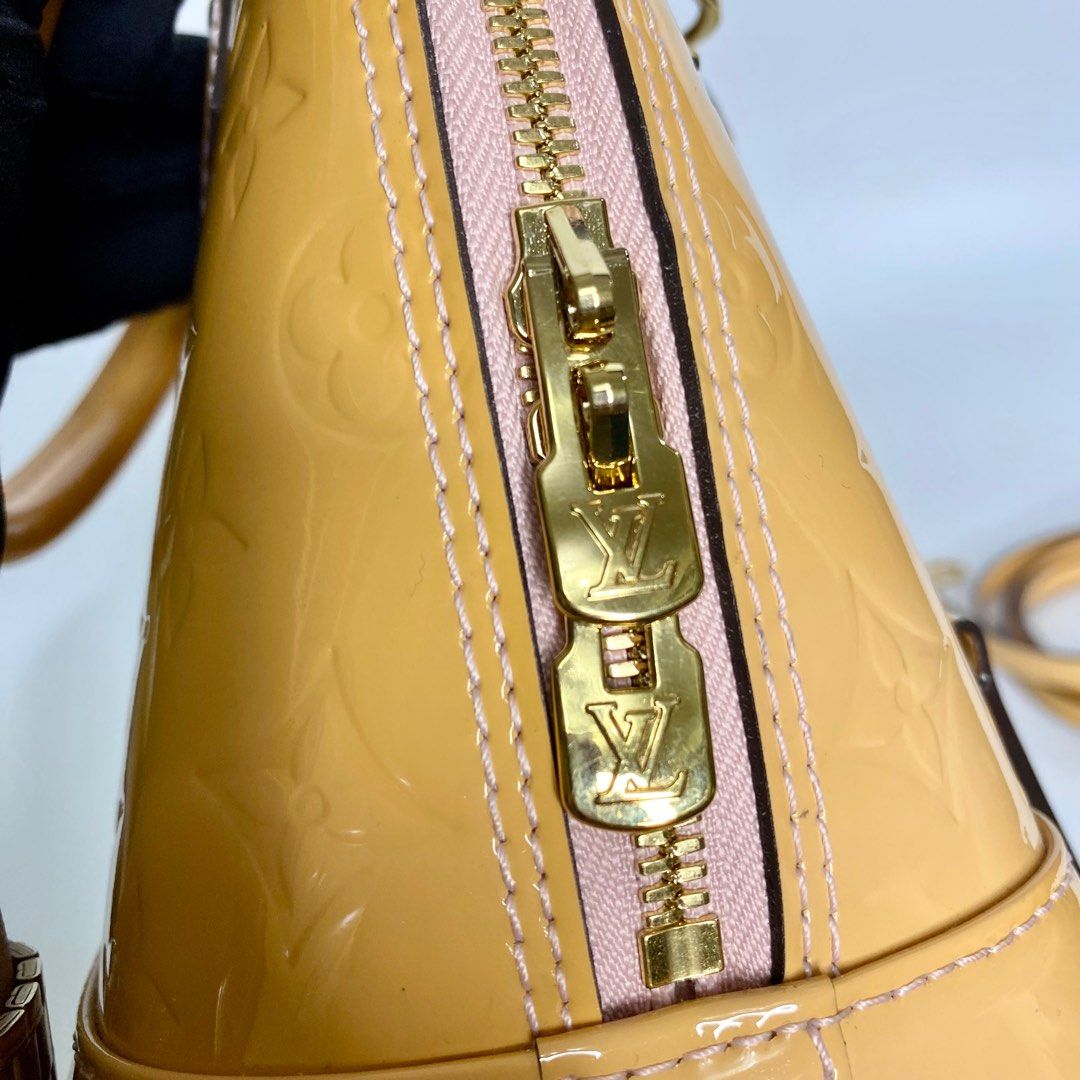 Yellow Louis Vuitton Monogram Vernis Alma PM Handbag