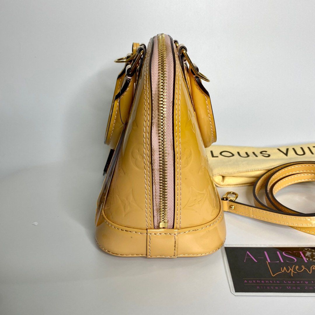 Louis Vuitton Vernis Alma PM Passion Yellow Monogram Hand Bag