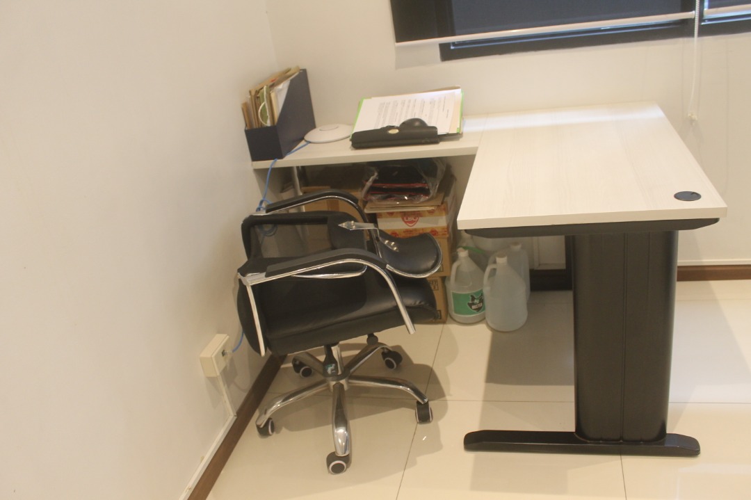 L-Type Office Table, Furniture & Home Living, Office Furniture ...