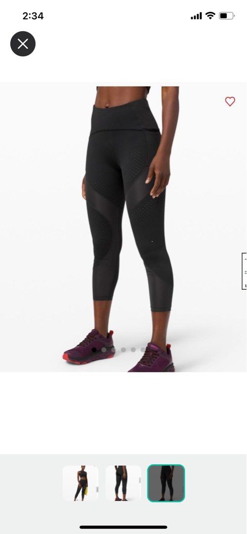 Lululemon uncovered strength 23” nulux mesh panels black leggings 2 running  tights, Women's Fashion, Activewear on Carousell