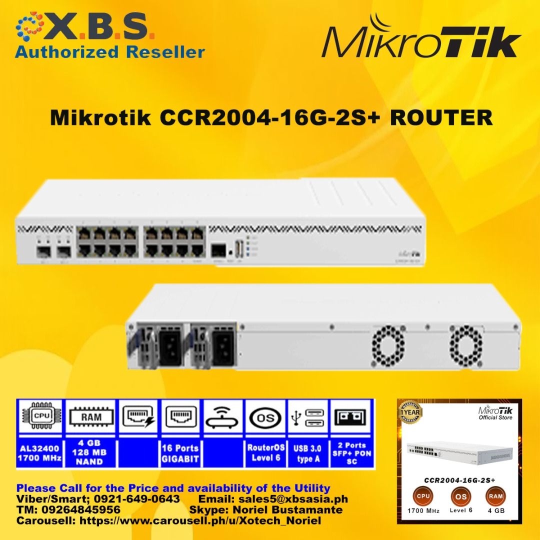 Mikrotik CCR2004-16G-2S+ ROUTER, Computers & Tech, Office & Business ...