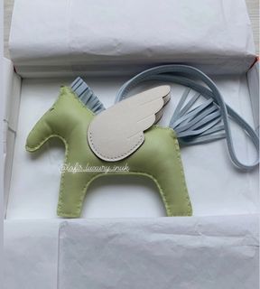 愛馬仕中飛馬MM嫩芽黃/奶油白/霧霾藍
