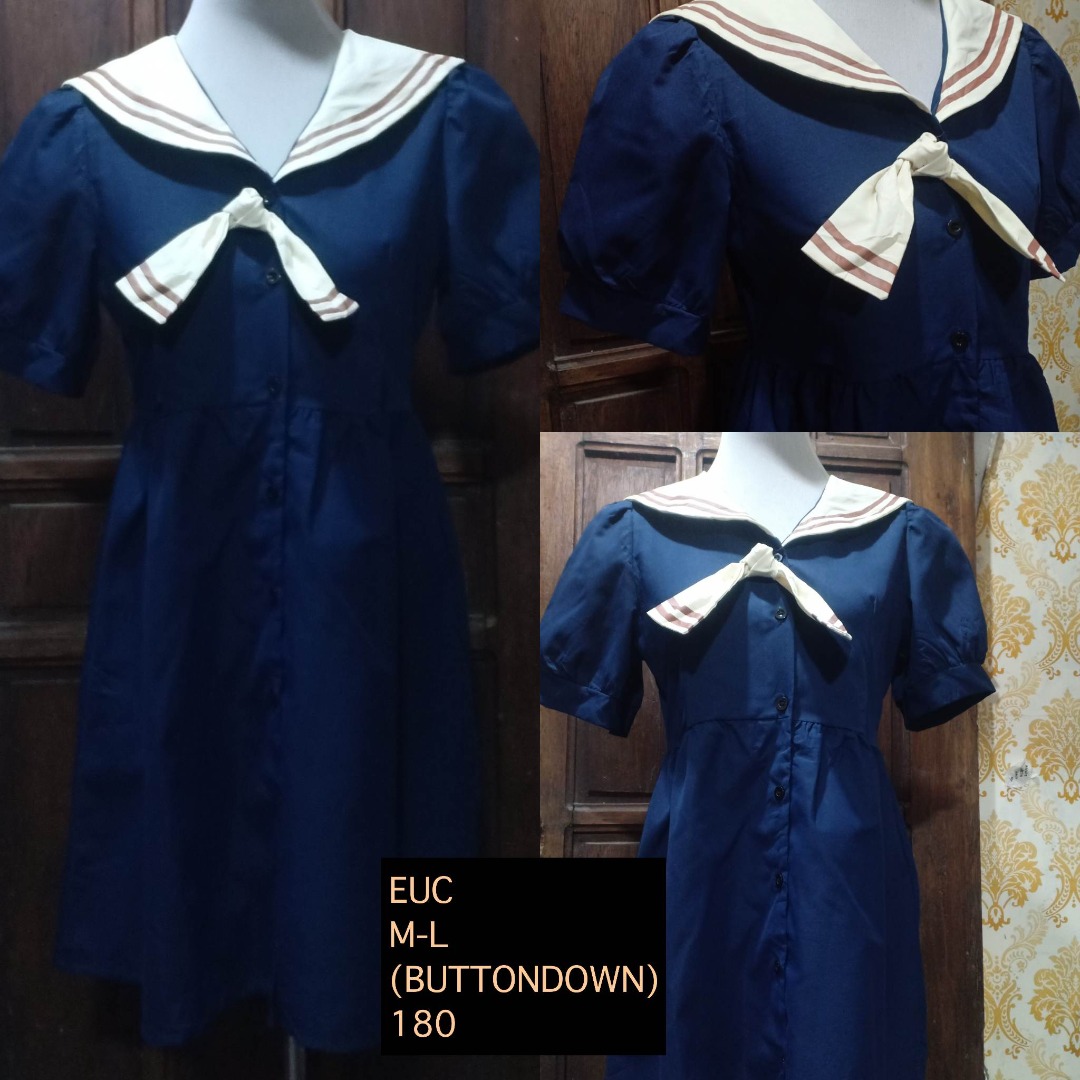 Analogie Sailor Dress Three Quarter Sleeve - Light Blue