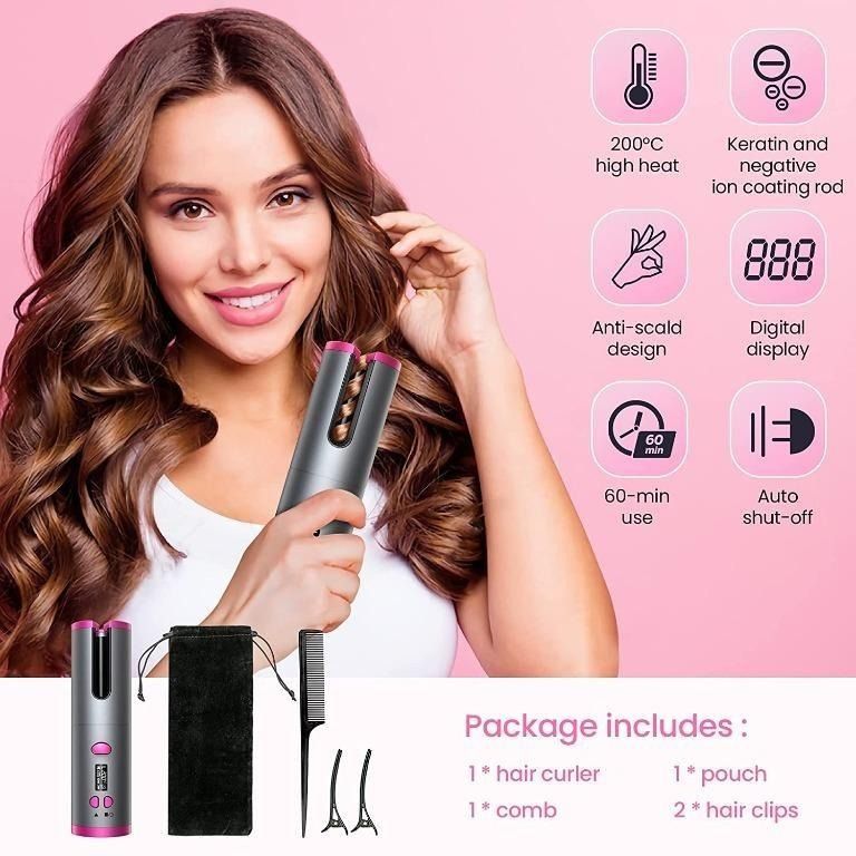 New Arrival! Hair Curler, Cordless Hair Curler Wand Hair Styler with