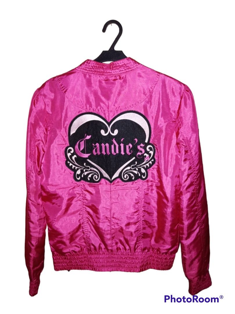 Original Candie's Girl Hot Pink Satin Jacket, Women's Fashion, Coats