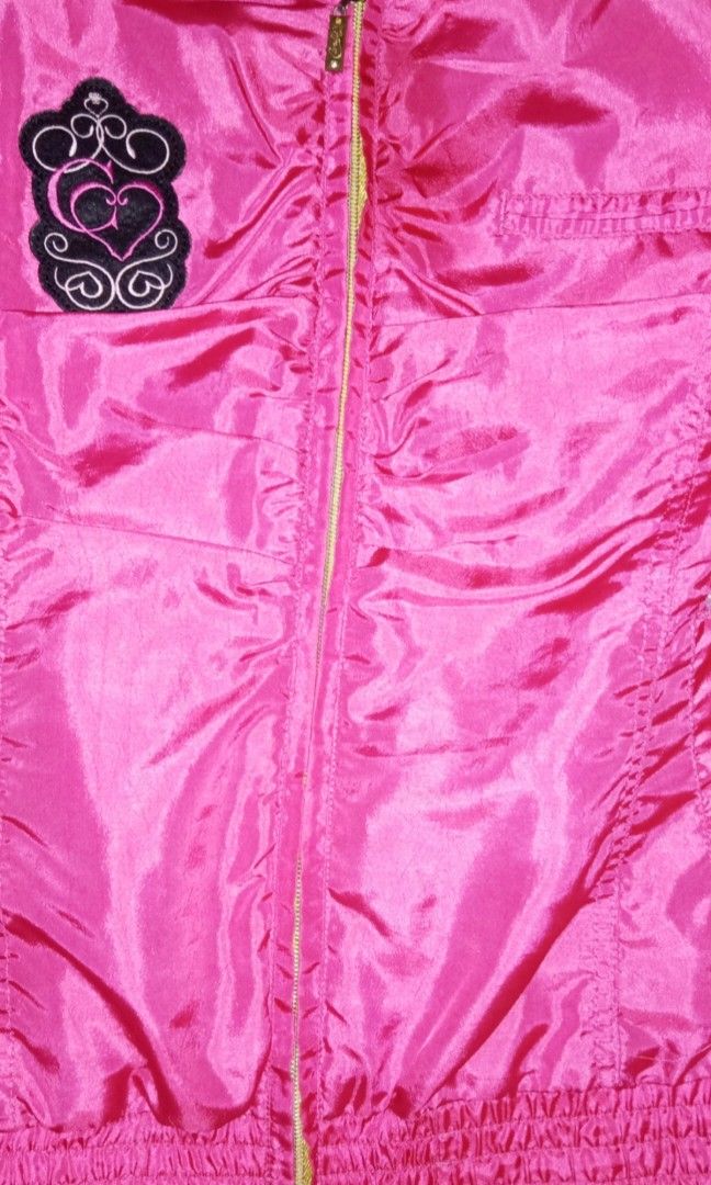 Original Candie's Girl Hot Pink Satin Jacket, Women's Fashion, Coats