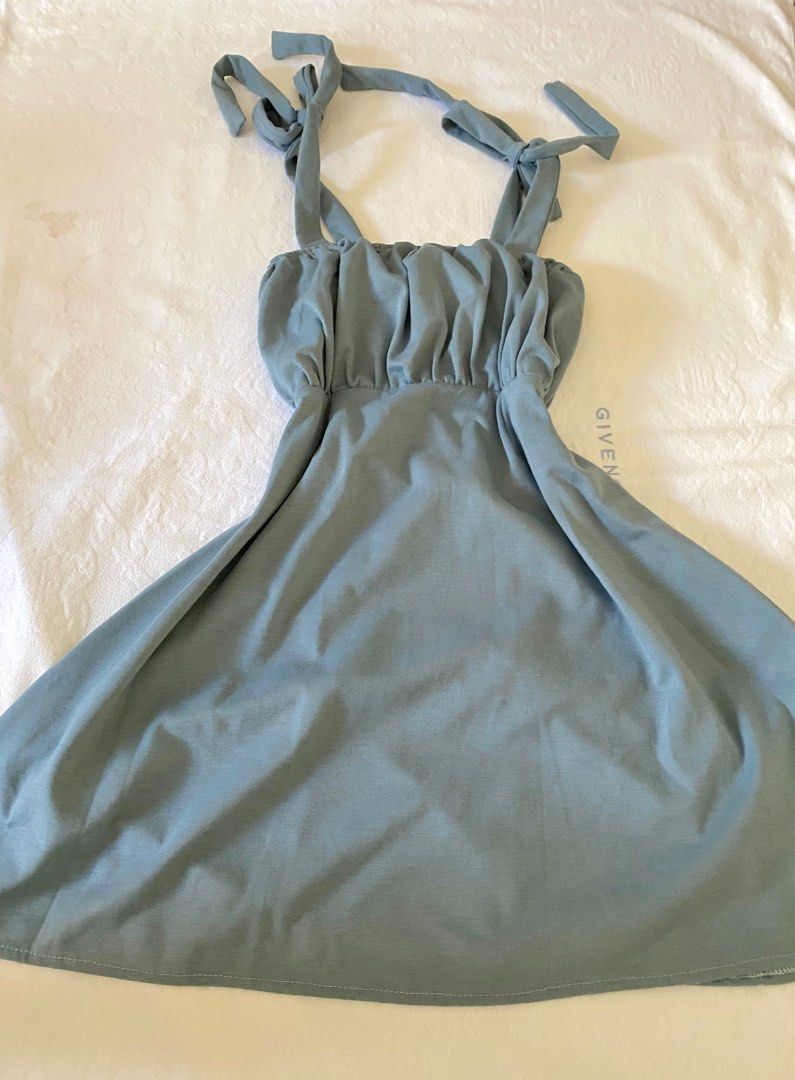 pastel blue ribbon dress, Women's Fashion, Dresses & Sets, Dresses on