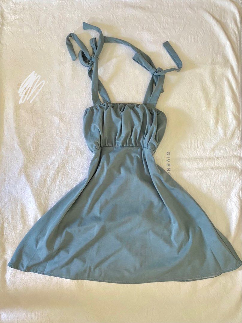 pastel blue ribbon dress, Women's Fashion, Dresses & Sets, Dresses on