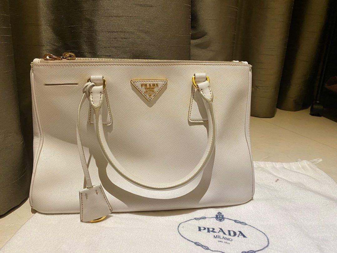 Saffiano Pattina Crossbody Bag White GHW