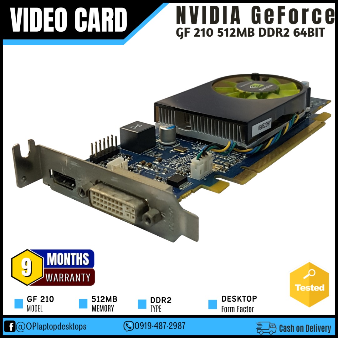 PRE OWNED NVIDIA GF 210 512MB 64BIT DDR2 (No Vga Port) Video Card ...