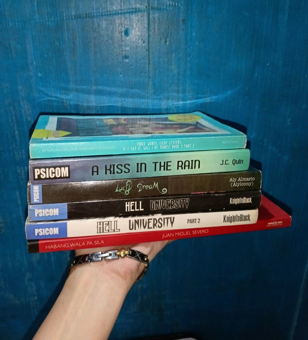 Preloved wattpad books (Category: Storybooks) located in Valenzuela. Submitted by declutt3r_ (Listing ID 1196814741, Image 1). Description: Selling my preloved books :((( nakatago na lang kasi sila & need na nila ng bagong mag-aalaga. *all books are authentic *with plastic covers *some has tanning pages * some has sign of usage *MANAGE YOUR EXPECTATION Interested buyer may PM me for more details regarding sa condition. At utang na labas, please h