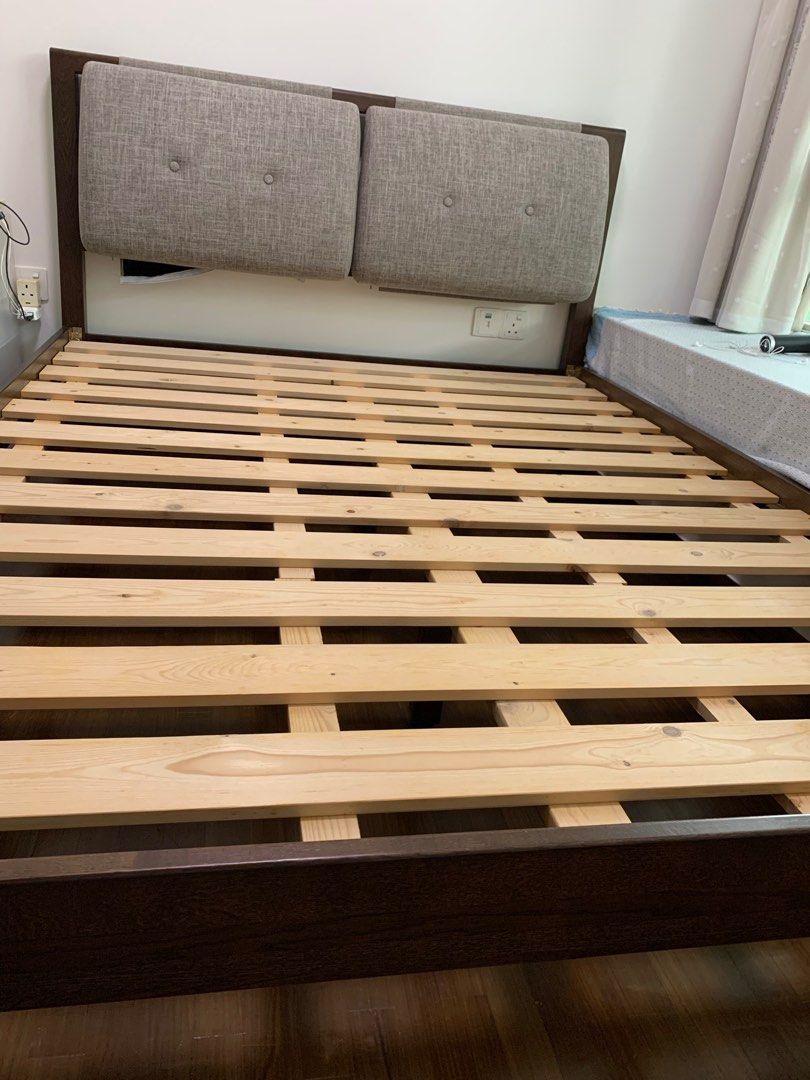 Queens size wooden bed frame, Furniture & Home Living, Furniture, Bed