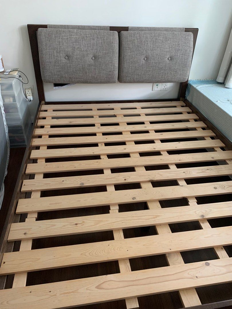 Queens size wooden bed frame, Furniture & Home Living, Furniture, Bed