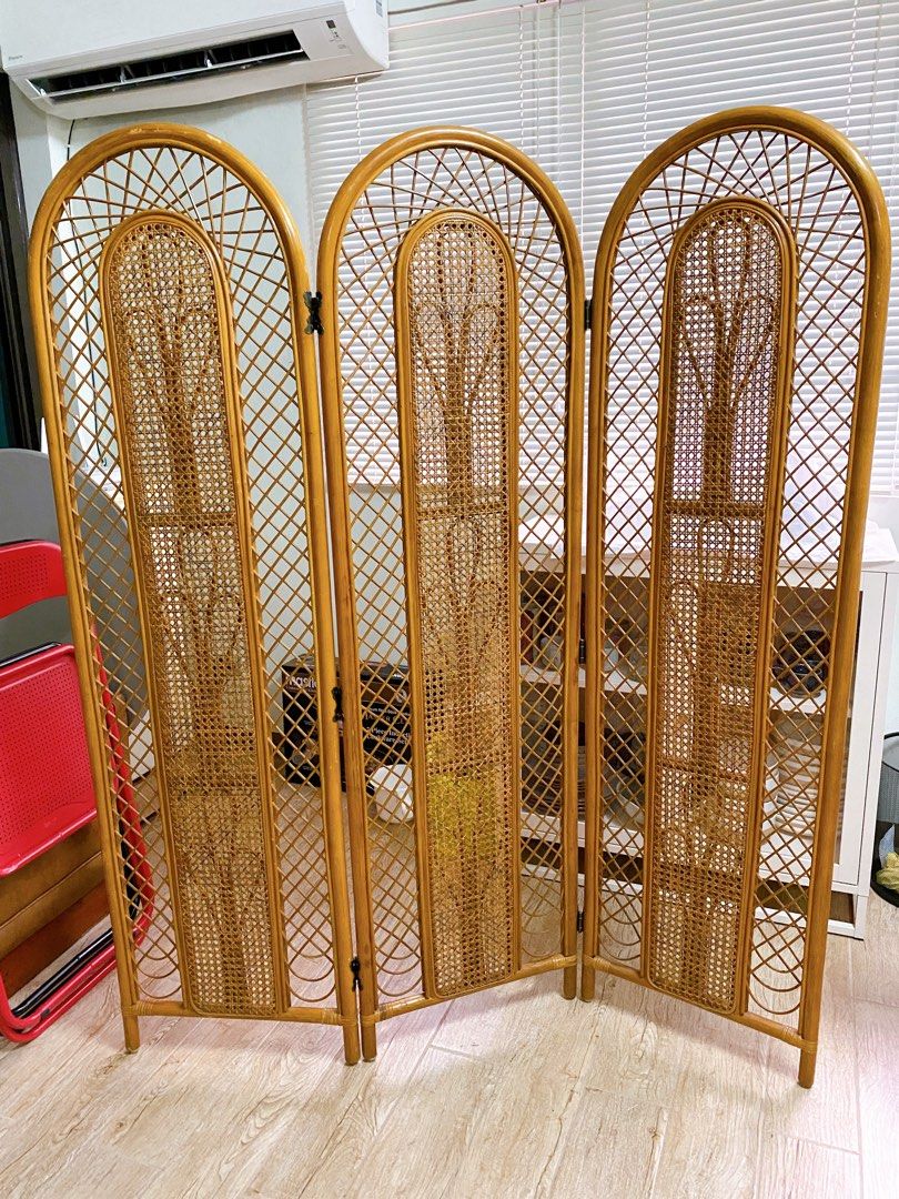Rattan 3Panel Room Divider, Furniture & Home Living, Furniture, Other