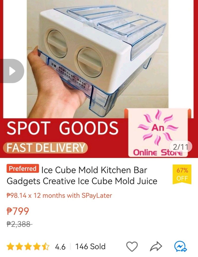 Refrigerator Ice cube box tray mold twist mechanism, Furniture & Home