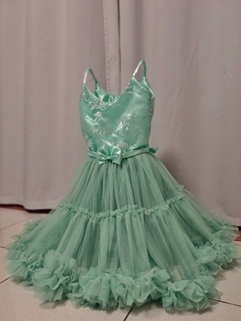 Sage Green Gown For Kids, Babies & Kids, Babies & Kids Fashion on Carousell