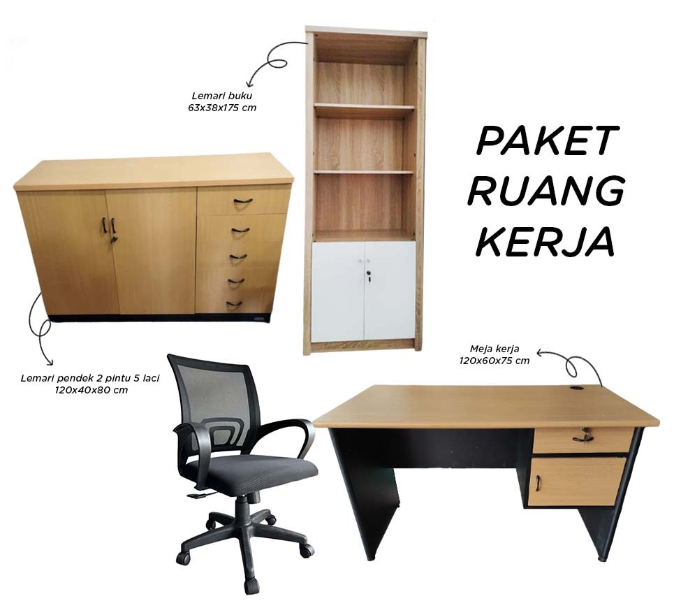 Set Meja Kantor Lunar Lemari Arsip Lemari Buku Meja Kerja Meja Belajar Kursi Kantor Kursi Kerja 7095