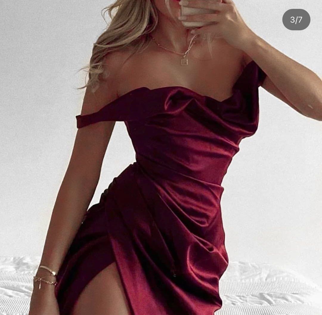 Silk store burgundy dress